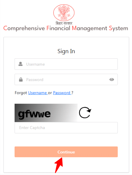 CFMS Bihar Login Process